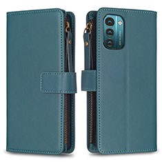 Leather Case Stands Flip Cover Holder B16F for Nokia G11 Green