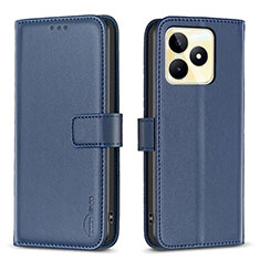 Leather Case Stands Flip Cover Holder B16F for Realme C51 Blue