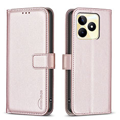 Leather Case Stands Flip Cover Holder B16F for Realme C53 India Pink