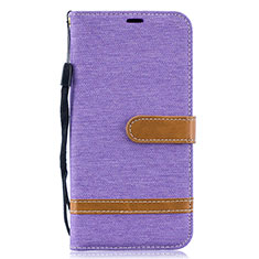Leather Case Stands Flip Cover Holder B16F for Samsung Galaxy A10 Clove Purple