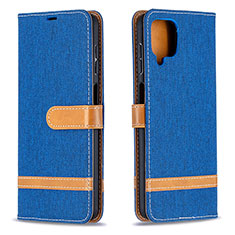 Leather Case Stands Flip Cover Holder B16F for Samsung Galaxy A12 5G Blue