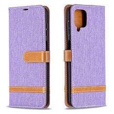 Leather Case Stands Flip Cover Holder B16F for Samsung Galaxy A12 5G Clove Purple