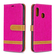 Leather Case Stands Flip Cover Holder B16F for Samsung Galaxy A20e Hot Pink