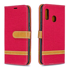 Leather Case Stands Flip Cover Holder B16F for Samsung Galaxy A20e Red