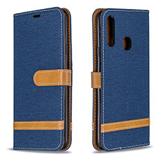 Leather Case Stands Flip Cover Holder B16F for Samsung Galaxy A20s Navy Blue