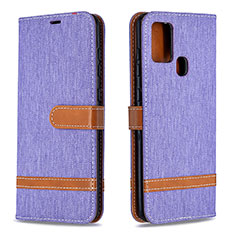 Leather Case Stands Flip Cover Holder B16F for Samsung Galaxy A21s Clove Purple