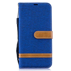 Leather Case Stands Flip Cover Holder B16F for Samsung Galaxy A30S Blue