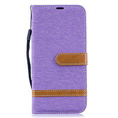 Leather Case Stands Flip Cover Holder B16F for Samsung Galaxy A30S Clove Purple