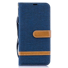Leather Case Stands Flip Cover Holder B16F for Samsung Galaxy A30S Navy Blue