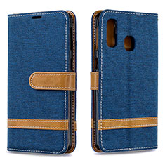 Leather Case Stands Flip Cover Holder B16F for Samsung Galaxy A40 Navy Blue