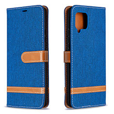 Leather Case Stands Flip Cover Holder B16F for Samsung Galaxy A42 5G Blue