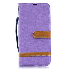 Leather Case Stands Flip Cover Holder B16F for Samsung Galaxy A50S Clove Purple