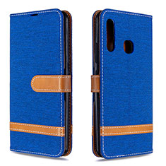Leather Case Stands Flip Cover Holder B16F for Samsung Galaxy A70E Blue