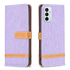 Leather Case Stands Flip Cover Holder B16F for Samsung Galaxy F23 5G Clove Purple
