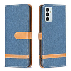 Leather Case Stands Flip Cover Holder B16F for Samsung Galaxy F23 5G Navy Blue