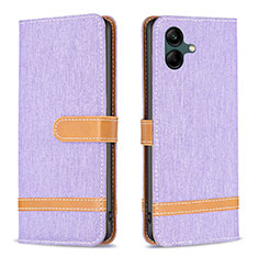 Leather Case Stands Flip Cover Holder B16F for Samsung Galaxy M04 Clove Purple