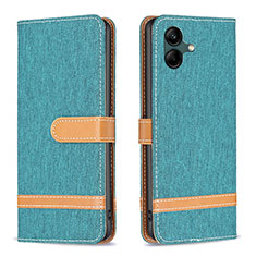 Leather Case Stands Flip Cover Holder B16F for Samsung Galaxy M04 Green