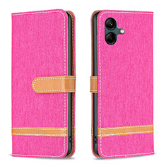 Leather Case Stands Flip Cover Holder B16F for Samsung Galaxy M04 Hot Pink