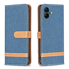 Leather Case Stands Flip Cover Holder B16F for Samsung Galaxy M04 Navy Blue