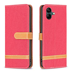 Leather Case Stands Flip Cover Holder B16F for Samsung Galaxy M04 Red