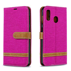 Leather Case Stands Flip Cover Holder B16F for Samsung Galaxy M10S Hot Pink