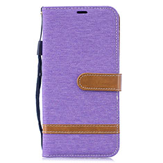 Leather Case Stands Flip Cover Holder B16F for Samsung Galaxy M20 Clove Purple