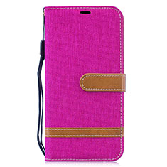 Leather Case Stands Flip Cover Holder B16F for Samsung Galaxy M20 Hot Pink
