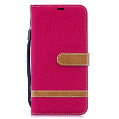 Leather Case Stands Flip Cover Holder B16F for Samsung Galaxy M20 Red