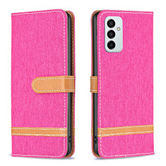 Leather Case Stands Flip Cover Holder B16F for Samsung Galaxy M23 5G Hot Pink
