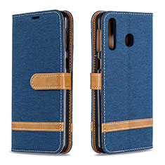 Leather Case Stands Flip Cover Holder B16F for Samsung Galaxy M30 Navy Blue