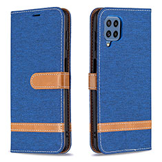 Leather Case Stands Flip Cover Holder B16F for Samsung Galaxy M32 4G Blue