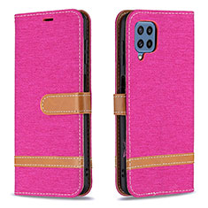 Leather Case Stands Flip Cover Holder B16F for Samsung Galaxy M32 4G Hot Pink