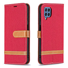 Leather Case Stands Flip Cover Holder B16F for Samsung Galaxy M32 4G Red