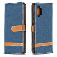 Leather Case Stands Flip Cover Holder B16F for Samsung Galaxy M32 5G Navy Blue