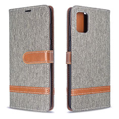 Leather Case Stands Flip Cover Holder B16F for Samsung Galaxy M40S Gray