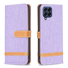 Leather Case Stands Flip Cover Holder B16F for Samsung Galaxy M53 5G Clove Purple