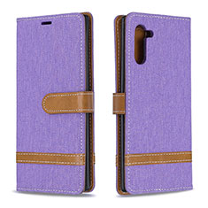 Leather Case Stands Flip Cover Holder B16F for Samsung Galaxy Note 10 5G Clove Purple
