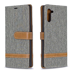 Leather Case Stands Flip Cover Holder B16F for Samsung Galaxy Note 10 5G Gray