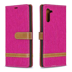 Leather Case Stands Flip Cover Holder B16F for Samsung Galaxy Note 10 5G Hot Pink