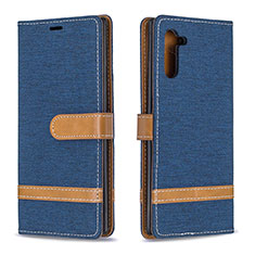 Leather Case Stands Flip Cover Holder B16F for Samsung Galaxy Note 10 5G Navy Blue