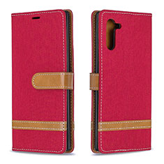 Leather Case Stands Flip Cover Holder B16F for Samsung Galaxy Note 10 5G Red