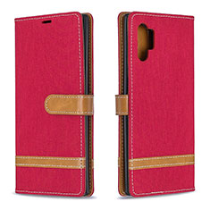 Leather Case Stands Flip Cover Holder B16F for Samsung Galaxy Note 10 Plus 5G Red