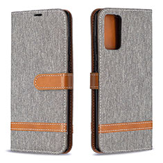 Leather Case Stands Flip Cover Holder B16F for Samsung Galaxy Note 20 5G Gray