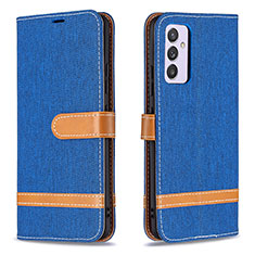 Leather Case Stands Flip Cover Holder B16F for Samsung Galaxy Quantum2 5G Blue
