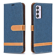 Leather Case Stands Flip Cover Holder B16F for Samsung Galaxy Quantum2 5G Navy Blue