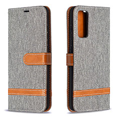 Leather Case Stands Flip Cover Holder B16F for Samsung Galaxy S20 FE (2022) 5G Gray