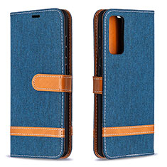 Leather Case Stands Flip Cover Holder B16F for Samsung Galaxy S20 FE (2022) 5G Navy Blue