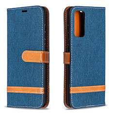 Leather Case Stands Flip Cover Holder B16F for Samsung Galaxy S20 FE 5G Navy Blue
