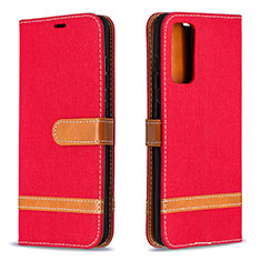 Leather Case Stands Flip Cover Holder B16F for Samsung Galaxy S20 FE 5G Red
