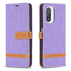 Leather Case Stands Flip Cover Holder B16F for Xiaomi Mi 11X 5G Clove Purple